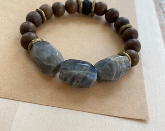 labradorite lava mala bracelet.