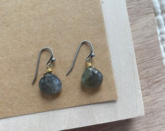 faceted labradorite gemstone drop earrings.