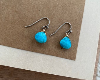 tiny faceted turquoise drop earrings.