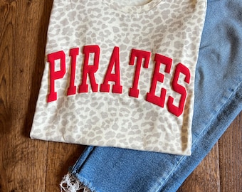 Custom Team leopard print tee | Sports Mom Shirt | School Mascot T-shirt