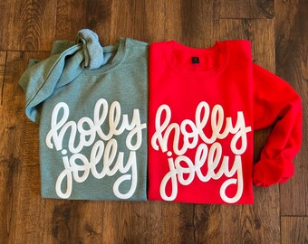 Holly Jolly Christmas Sweatshirt Christmas Crewneck Oversized Sweatshirt Christmas Shirt Classic Christmas Sweater, Gift for Her, Xmas Shirt