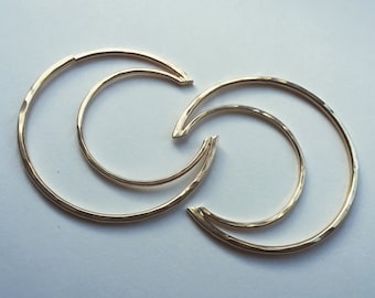 Gold Crescent Moon Hoop Earrings for Stretched Ears- Gold Filled