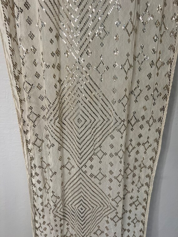 Vintage Cream and Silver Assuit Shawl - image 5