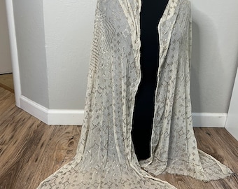 Vintage Cream and Silver Assuit Shawl