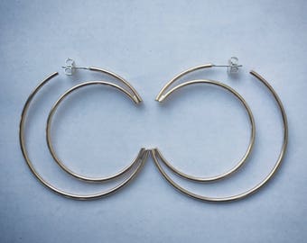 Crescent Moon Hoop Earrings for Non-Stretched Ears