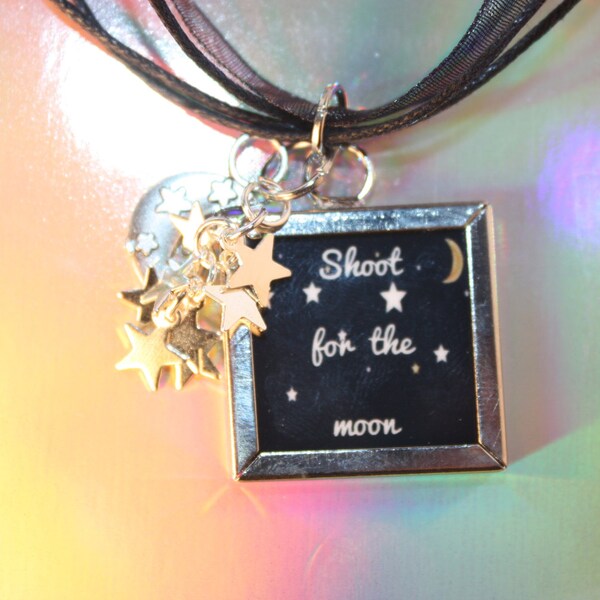 Shoot for the Moon Quote Necklace