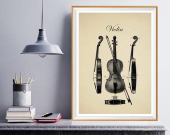 Violin Poster, Violin Art, Orchestra, Violin Wall Art, Classical Music, Classical Art, Symphony, Musician Art