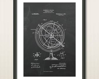 Astronomical Globe Patent Print - Astronomical Decor - Educational Astronomy Device - Globe Planetarium - Celestial Navigation Astronomy