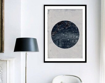 Vintage Inspired Astronomy Print Poster, Constellations, Illustration,  Astrology, Stars Map,  Zodiac, Space