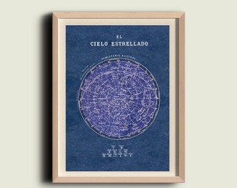 Celestial Chart  Stars Southern Hemisphere Constellations Print  Vintage Image