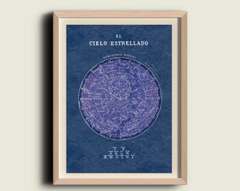 Celestial Chart Stars Northern Hemisphere Constellations Print Vintage Image