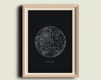 Moon Print  Vintage Image Dark Side of the Moon