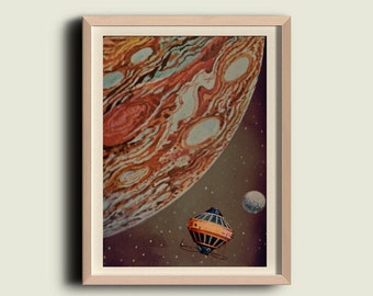 Wall art  Space travel to Mars Vintage Style Print home decor