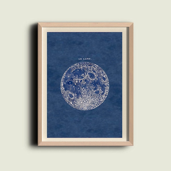 Full Moon Print  Poster Vintage Image  to Frame