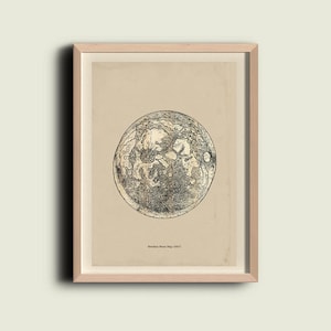 Hevelius Moon Map Astronomía impresión recuperada imagen vintage para enmarcar