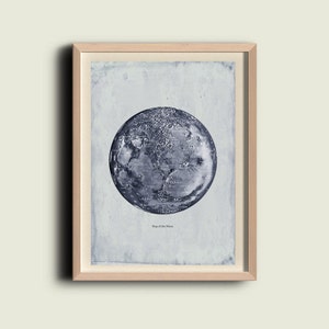 Map of the Moon Vintage  Print Wall Art Decor Poster