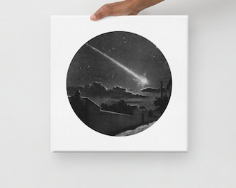 Shooting Star, 16x16, Night sky, Astronomy Print, Falling Star, Comets, Canvas Wall Art