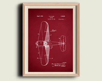 Airplane Print  Vintage Aeroplane - Aeroplane Art  Antique Aircraft Poster - Boys Room Aviation Decor- Aeroplane Patent Wall Art Poster