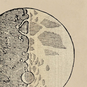 Cartel de impresión astronómica / Dibujo de la luna por Galileo Galilei / Imagen vintage recuperada para enmarcar image 3