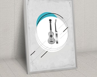 Wall Art Guitar Poster - minimalist music guitar poster - music art print