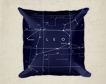 Leo Constellation Pillow - Leo Star Sign - Zodiac Art - Leo Art - Constellation Art - Astronomy Pillow - Star Sign Gift - Lion Pillow