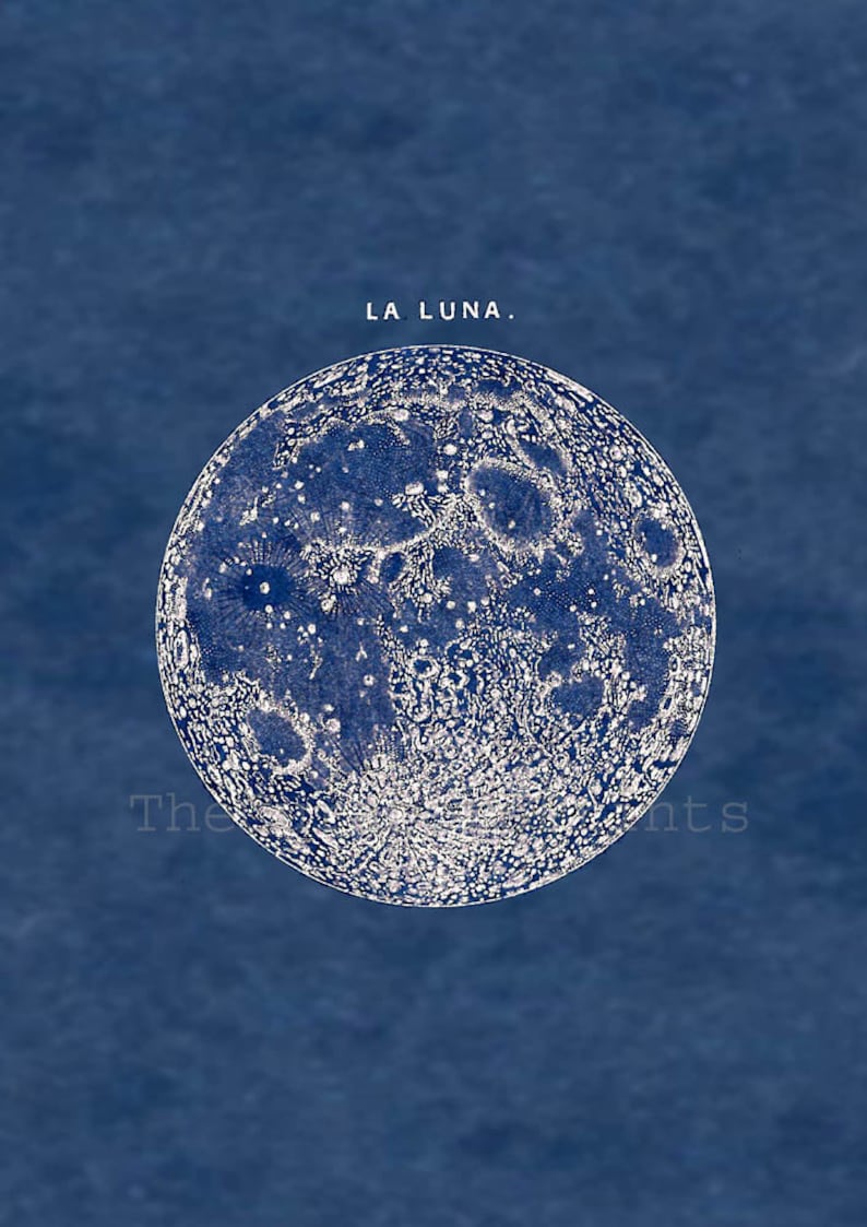 Full Moon Print Poster Vintage Image to Frame image 2