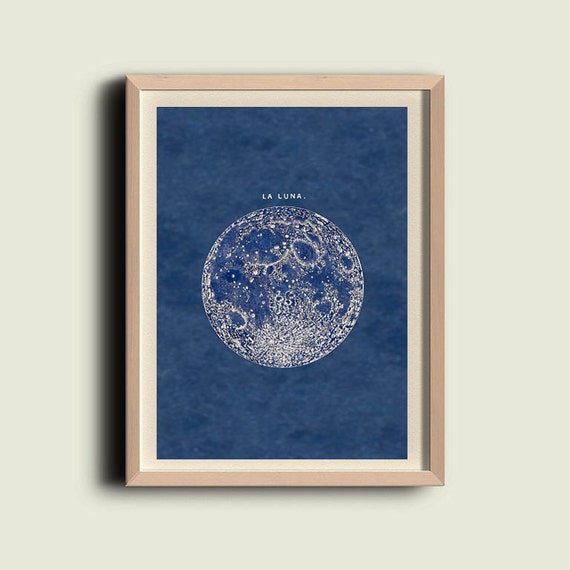 full moon print poster vintage image to frame etsy
