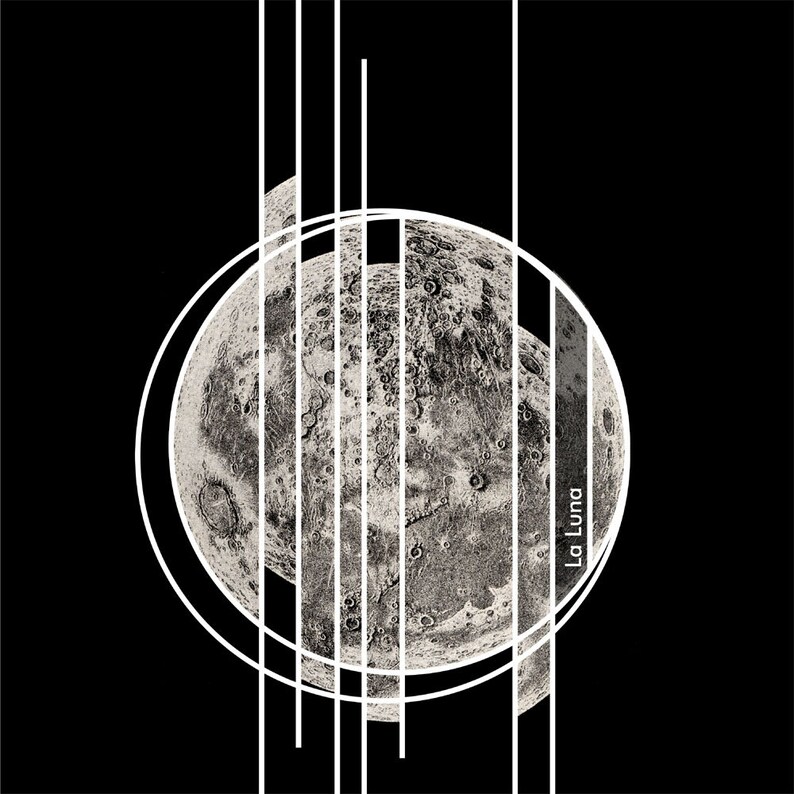 Geometric Poster Moon Slices Art Print Black and White image 5