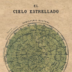 Celestial Chart Stars Southern Hemisphere Constellations Print Vintage Image image 3