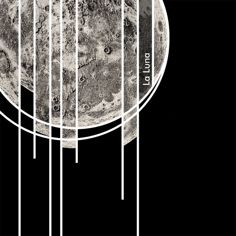 Geometric Poster Moon Slices Art Print Black and White image 3