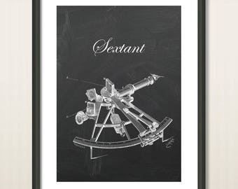 Antique Engineering Sextant, Art Poster Print, Nautical tool Poster, Sailing Sextant, Compass, Sailing Navigation, Sailing Art