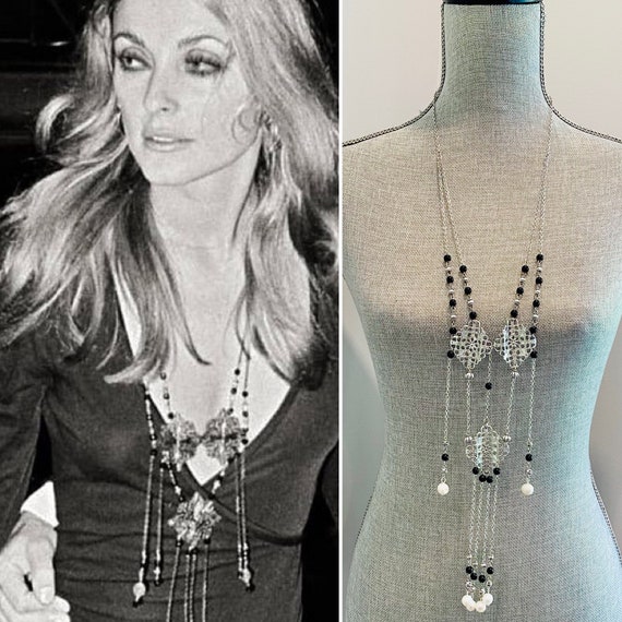 Long silver cheap costume necklace
