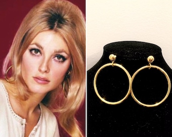 Sharon Tate Gold Hoop earrings Marilyn Monroe Vintage Jewelry Vintage Hoops Barbie gold hoops bohemian earrings 1950s jewelry 1960s earrings