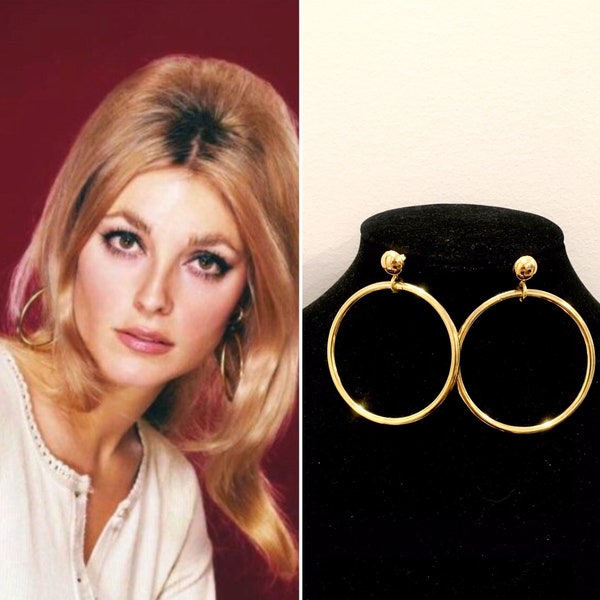 Sharon Tate Gold Hoop earrings Marilyn Monroe Vintage Jewelry Vintage Hoops Barbie gold hoops bohemian earrings 1950s jewelry 1960s earrings