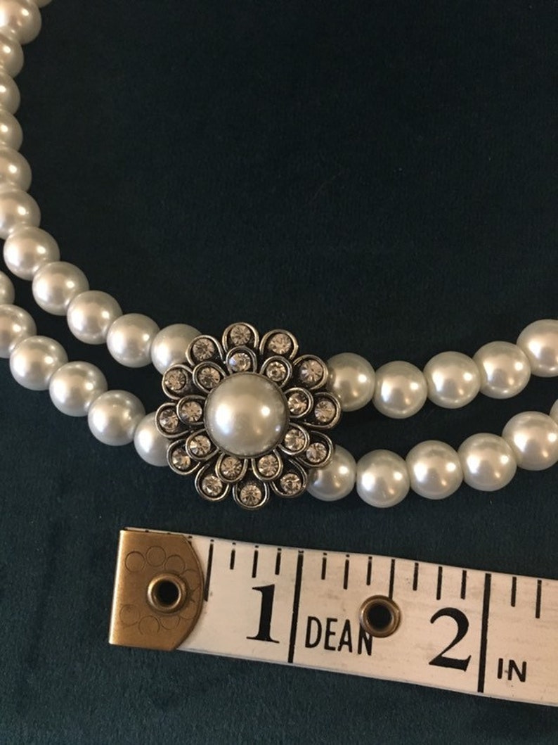 Old Hollywood Glamour double strand Pearl & Crystal Set | Etsy