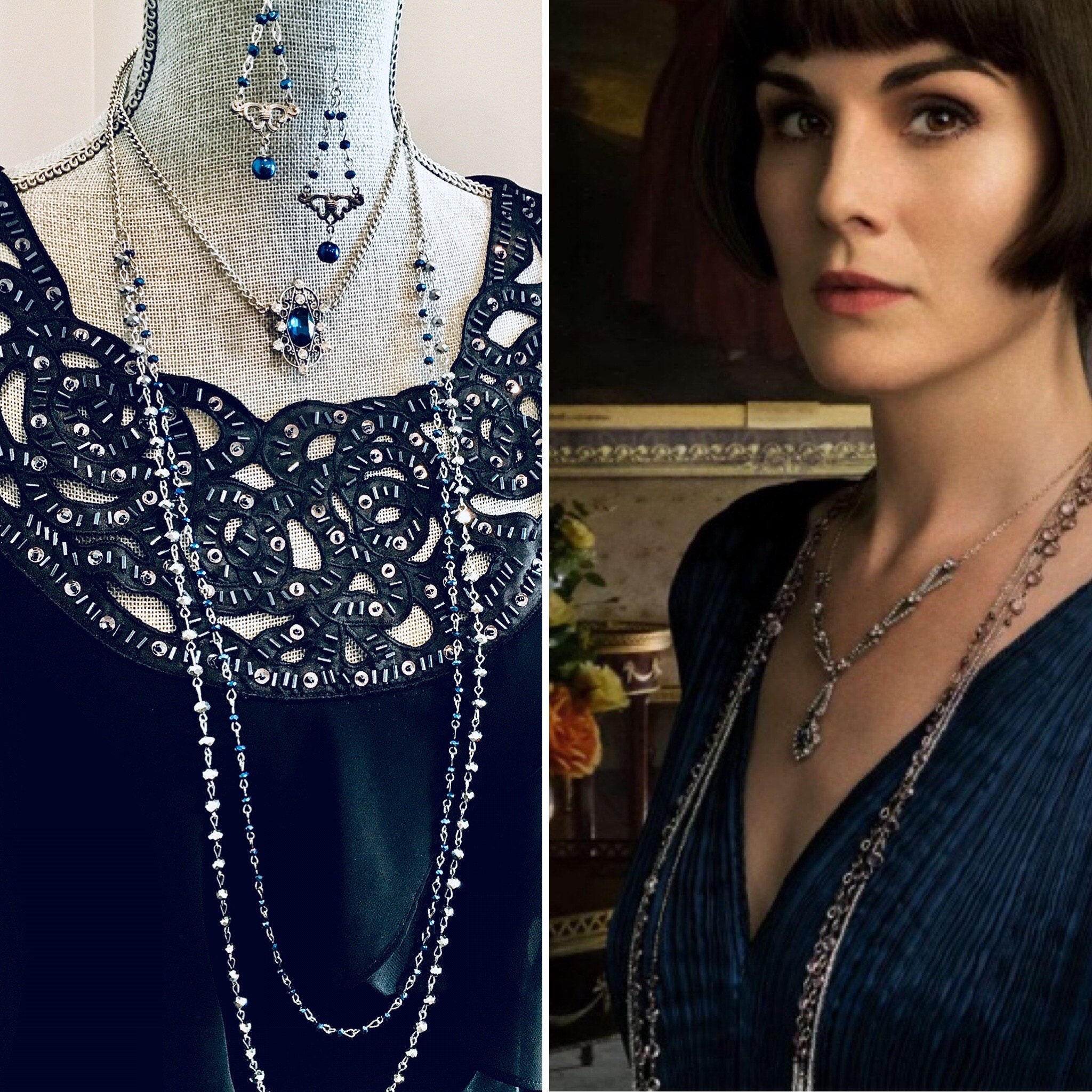 1920's Theme Downton Abbey Inspired Layering Necklace Long Necklaces Women's Fashion Jewelry Gold Plated Filigree Clover Necklace