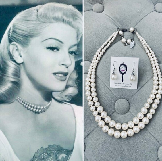 1950s Graduated Double Strand White Pearl Necklace Old Hollywood Vintage  Jewelry 1940s 1950s Mad Men Mrs Maisel Vintage Pearls 