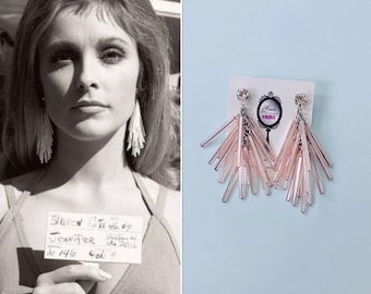 Sharon Tate Earrings Valley of the Dolls Pink Tinsel Tree earrings Vintage Jewelry Vintage Hoops  bohemian 1960s jewelry 1960s earrings