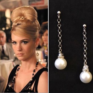 Mad Men 1950s 1960s Earrings Mid Century Modern White Pearl 