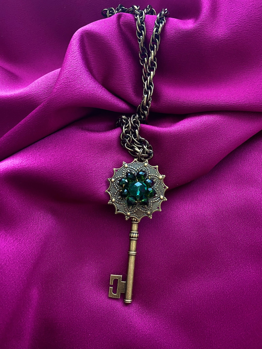 Mayfair Witches Key Necklace Gothic Crystal Vintage Jewelry Witchy