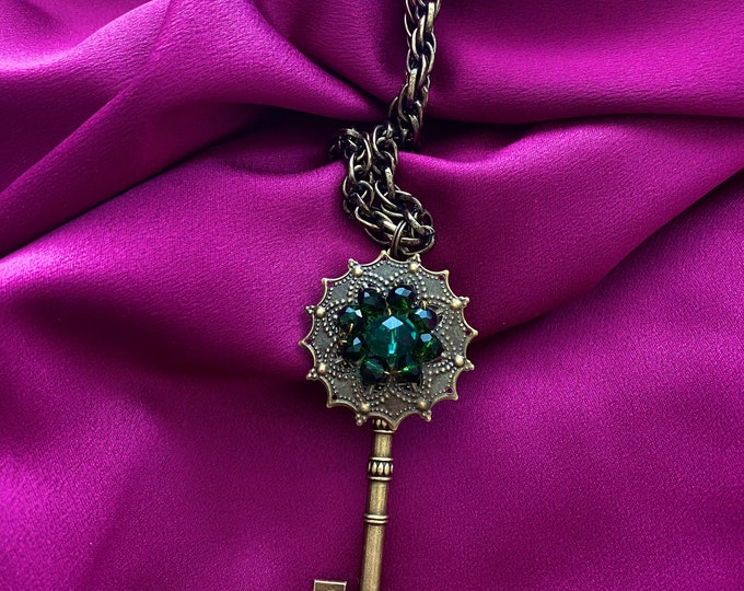 Mayfair Witches Inspired Key Necklace Made With Emerald Swarovski