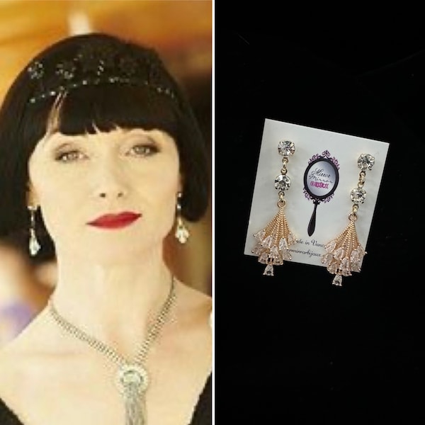 Miss Fisher 1920s Art Deco Earrings Downton Abbey Flapper 1920s earrings Great Gatsby 1920s jewelry Vintage style earrings