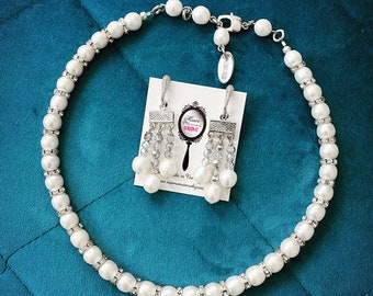 華麗 ★Alice Heart Drop Pearl Necklace RED,VINTAGE HOLLYWOOD ネックレス・ペンダント Marilyn Monroe Midcentury Pearl necklace 1950s 1960s Pinup Vintage Earrings Rockabilly 1950s Vintage Jewelry Genuine Freshwater Pearls