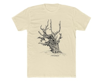 Bristlecone Pine Uralter Baum Alter Wachstumswald Illustration T-Shirt Kurzarm Herren Cotton Crew T-Shirt