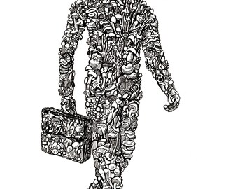 Mushroom Man Fungi Wall Art Print Mycelial Network Executive 8.5x11 print