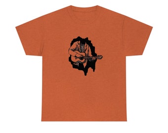 Kopfloser Gitarrist, Unisex T-Shirt aus schwerer Baumwolle