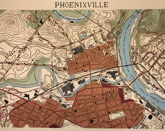 Phoenixville PA Map Print 8.5x11 Pennsylvania Wall Art