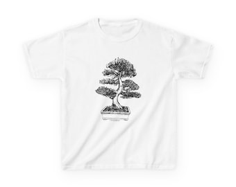 Bonsai Tree Kids Tee | Minimal Black Sketch Graphic