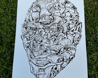 Oysterhead Oyster Mushroom Surrealist Psychedelic Art Print 11x17