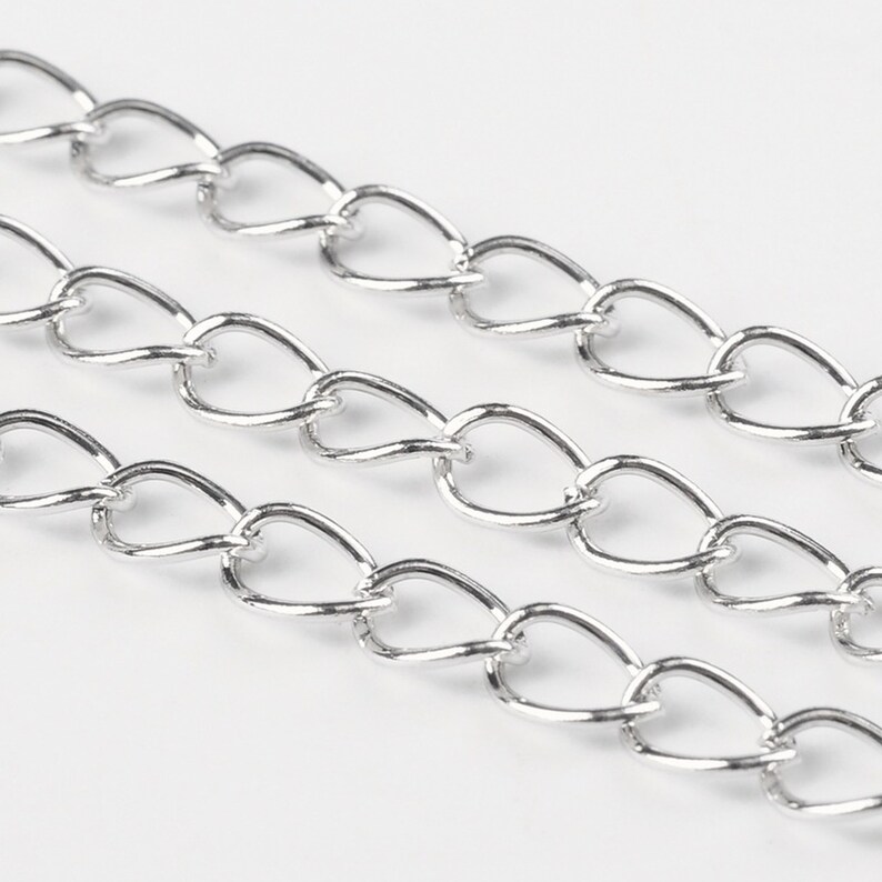 Silver Side Twist Curb Chain 6mm X 3mm Etsy